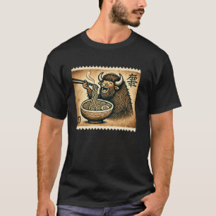 Camiseta Macarrão de Ramen de Bisonho Selo Postal de Arte R