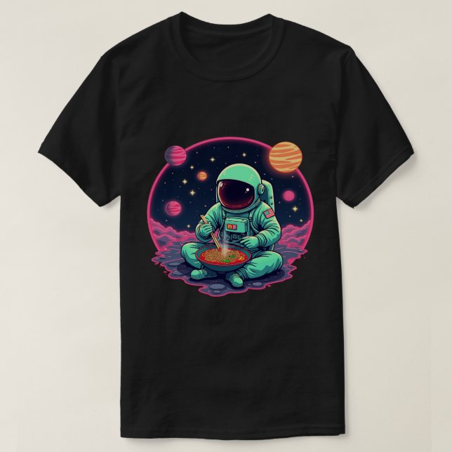 Camiseta Macarrão Instantâneo de Astronauta - Gráfico Espac (Frente do Design)