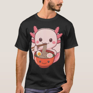Camiseta Macarrão Picante Ramon Kawaii Axolotl Comendo Apim