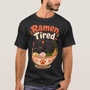 Camiseta Macarrão Ramen Cansado Fofo Comida Trocadilho Kawa