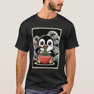 Camiseta Macarrão Ramen Japonês Pinguim Engraçado Comida Ka