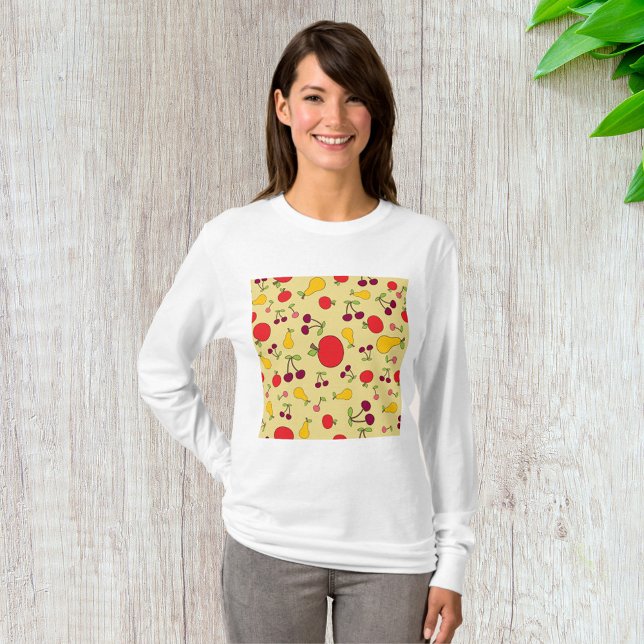 Camiseta Maçãs de Fruta Coloridas, Cerejas e Peras (Criador carregado)