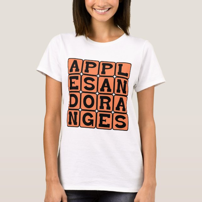Camiseta Maçãs e Laranjas, Comparação (Frente)