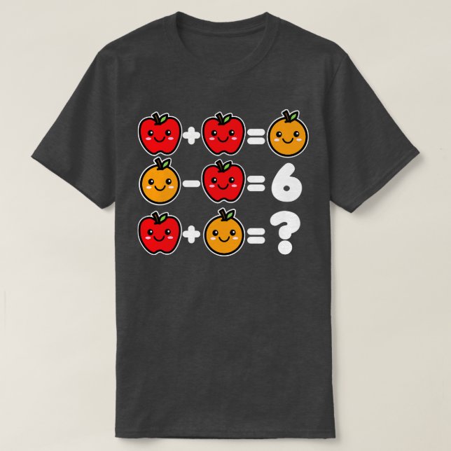 Camiseta Maçãs e Laranjas dos Jogos de Matemática Kawaii (Frente do Design)