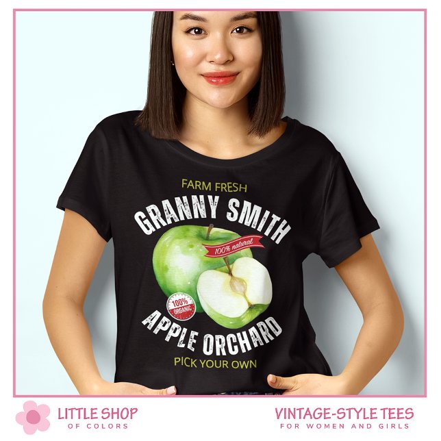 Camiseta Maçãs Verdes Frutas em Estilo Clássico (Criador carregado)