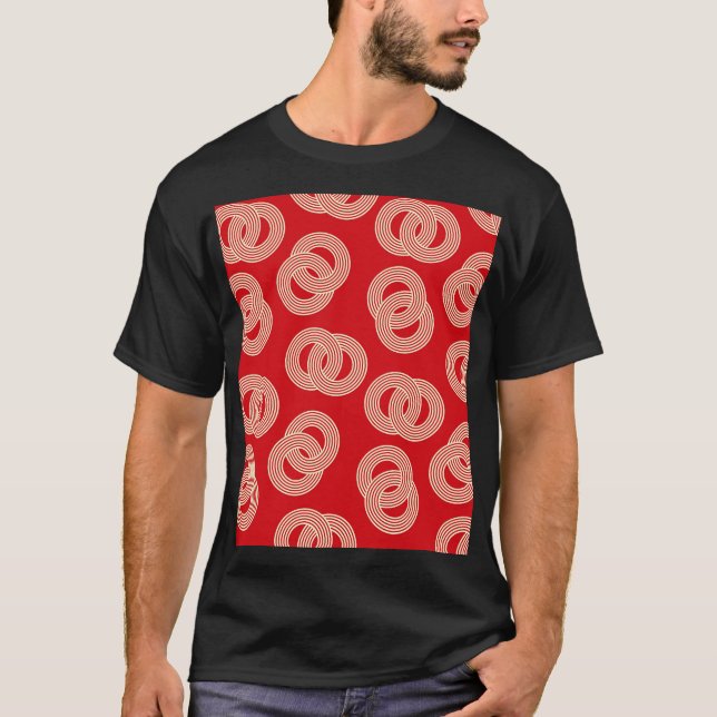 Camiseta Maçãs vermelhas, padrão de anéis listrados interbl (Frente)