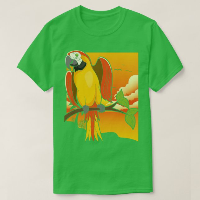 Camiseta Macaw Bird, Papagaio Tropical (Frente do Design)