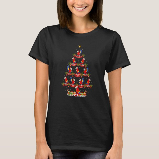 Camiseta Macaw Bird  Xmas Holiday Santa Macaw Christmas Tre (Frente)