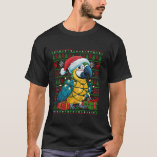 Camiseta Macaw Bird Xmas Luz Ugly Santa Hat Cristo Macaw
