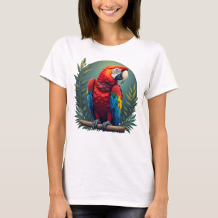 Camiseta Macaw Papagaio - Pássaro Tropical Colorido