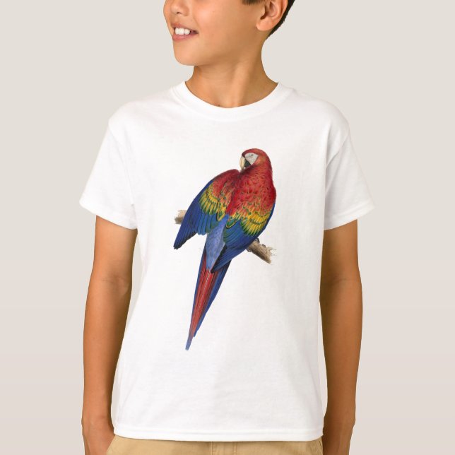 Camiseta Macaw Parrot Red Yellow Blue Green ird (Frente)