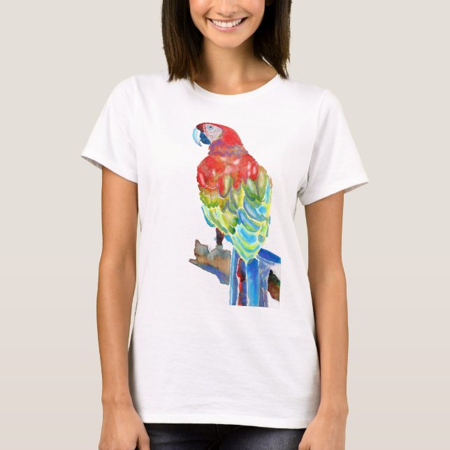 Camiseta Macaw Parrot Watercolor Art Shirt (Frente)