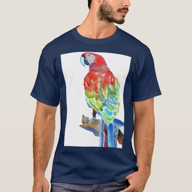 Camiseta Macaw Parrot Watercolor Art Shirt (Frente)
