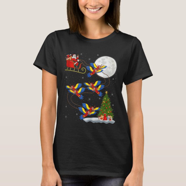 Camiseta Macaw Parrots Santa Sleigh Flying Funny Magical Ch (Frente)