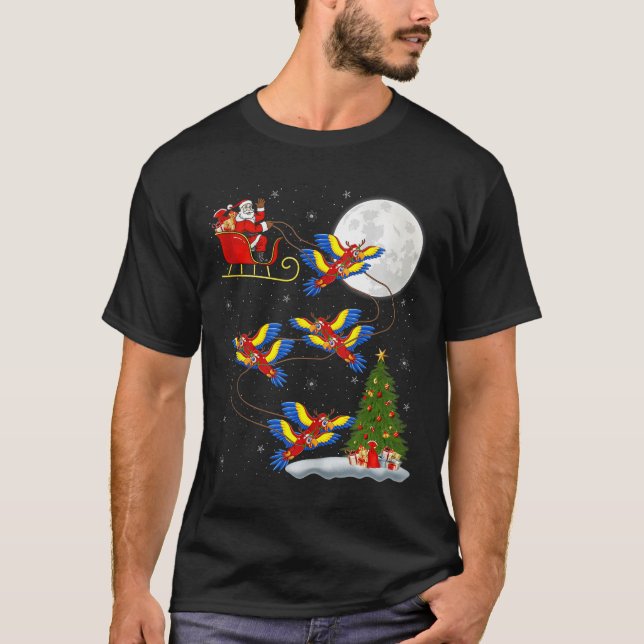 Camiseta Macaw Parrots Santa Sleigh Flying Funny Magical Ch (Frente)