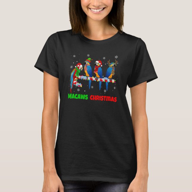 Camiseta Macaws De Natal Na Macaw De Papais noeis De Canas  (Frente)