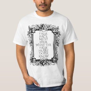 Camiseta Macbeth cita Arte - "A Cara Falsa Deve Esconder"
