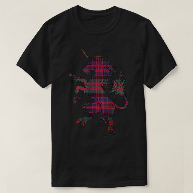 Camiseta MacDonald Modern Tartan Unicorn (Frente do Design)