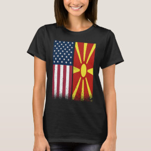 Camiseta Macedônia Bandeiras Americanas Macedônias Orgulhos
