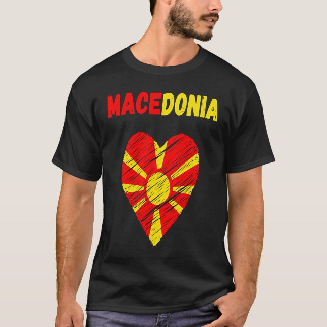 Camiseta Macedonia Flag Holiday Macedonia Heart Macedonian  (Frente)