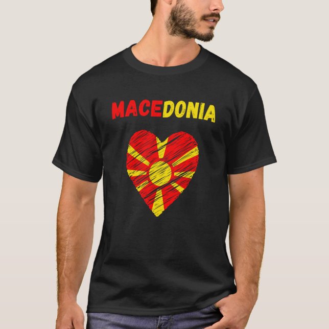 Camiseta Macedonia Flag Holiday Macedonia Heart Macedonian  (Frente)