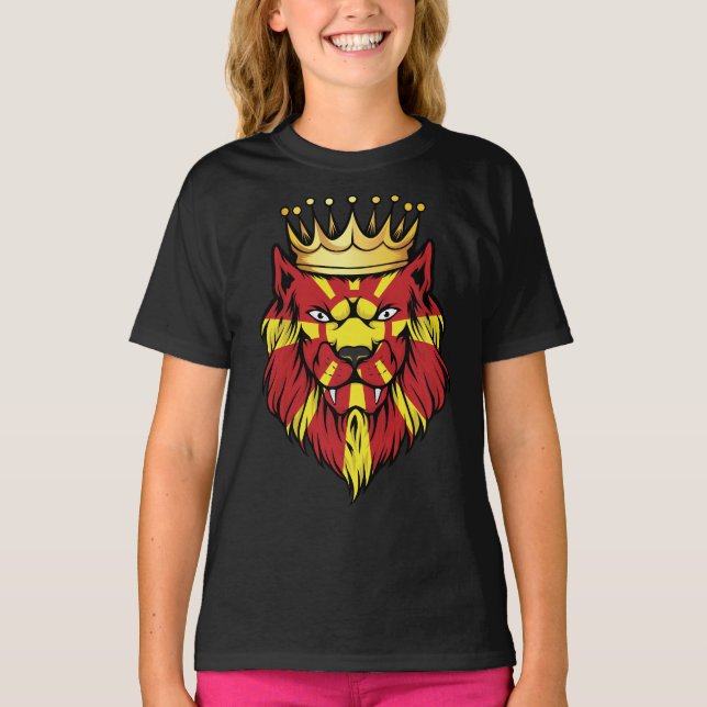 Camiseta Macedônia - Leão Rei Bandeira (Frente)