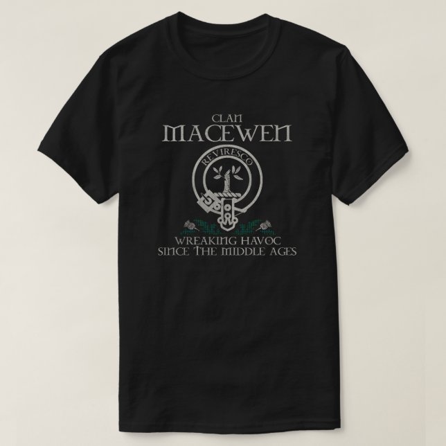Camiseta MacEwen Clan crest sobrenome escocês tartan Thistl (Frente do Design)