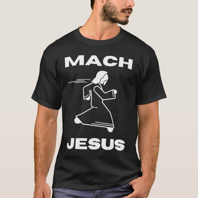 Camiseta Mach Jesus  Jesus Running Religious Christian (Frente)