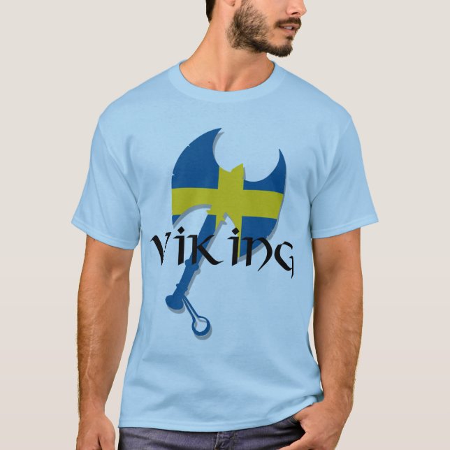 Camiseta Machado da bandeira da suecia de Viking do sueco (Frente)
