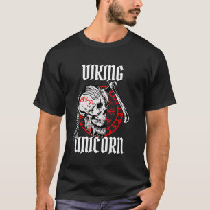 Camiseta Machado de Unicórnio Viking Engraçado Crânio Mitol