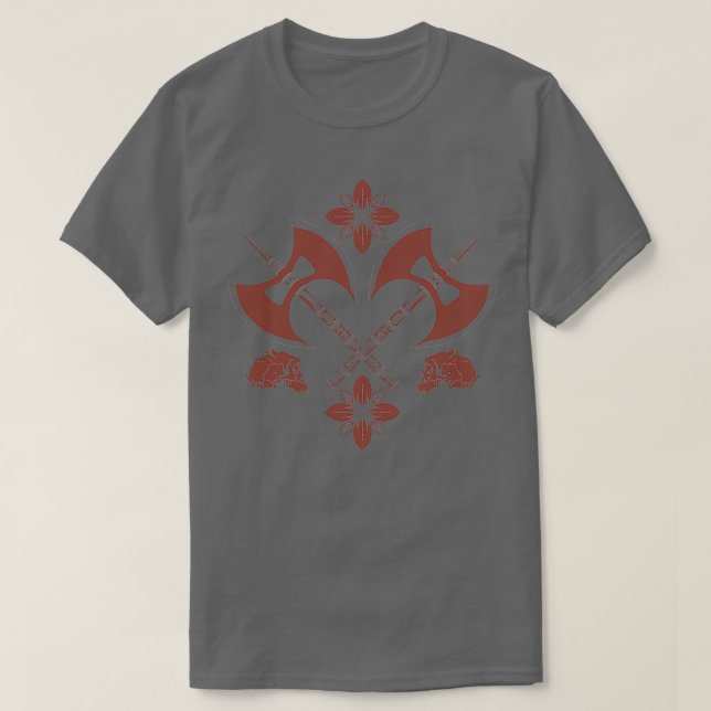 Camiseta machados e crânios (Frente do Design)