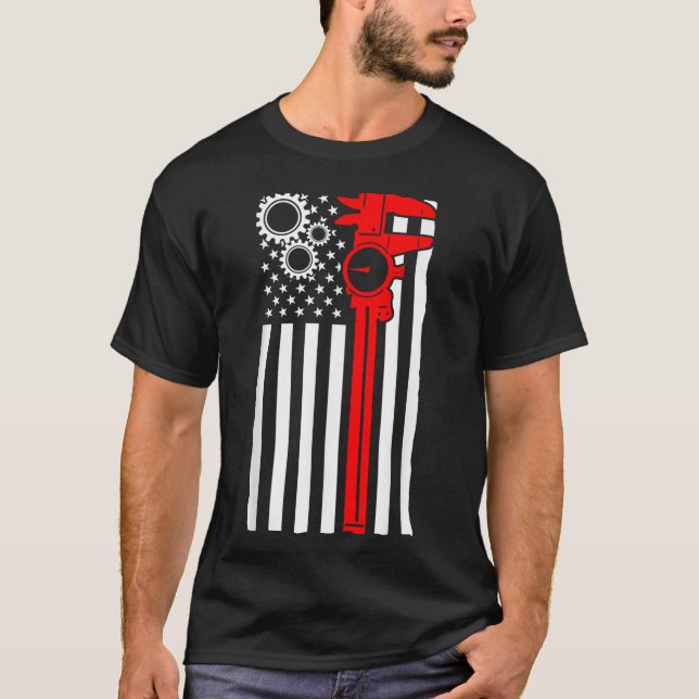 Camiseta Machinist Flag Tools CNC Operador Machinist (Frente)