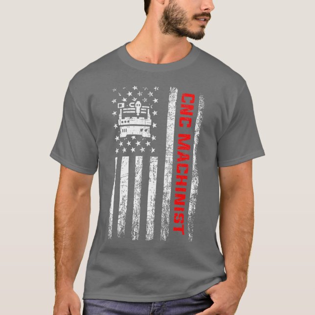 Camiseta machinista de operador cnc americano (Frente)
