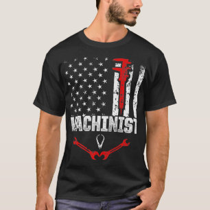 Camiseta Machinista EUA Flagres Machine Operador Machine