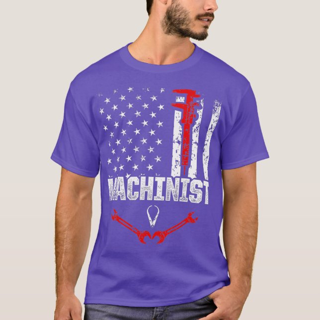 Camiseta Machinista EUA Flagres Machine Operador Machine (Frente)