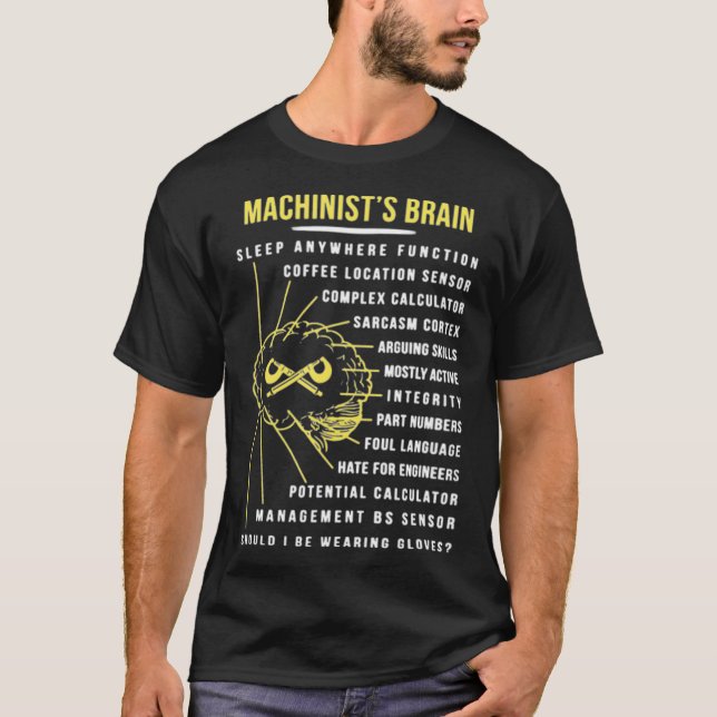 Camiseta Machinistas Cérebros Muitas Coisas Passam (Frente)