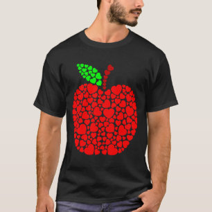Camiseta Maciço Coração Maçã Vermelha Homens Mulheres Diver