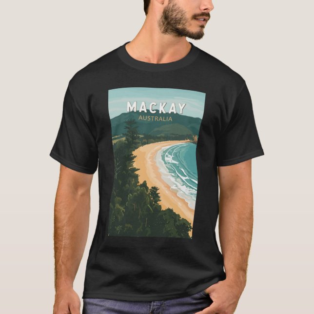 Camiseta Mackay Austrália - Viagem Art Vintage (Frente)