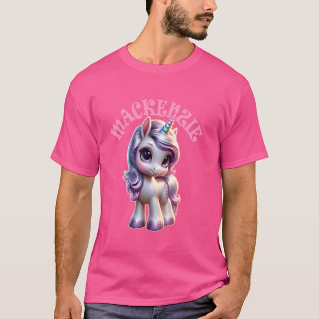 Camiseta Mackenzie Cute Unicorn Design para Nome das Rapari (Frente)