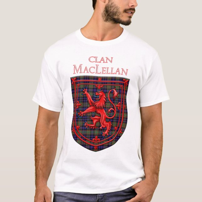 Camiseta MacLellan Tartan Scottish Plaid Lion Rampant (Frente)