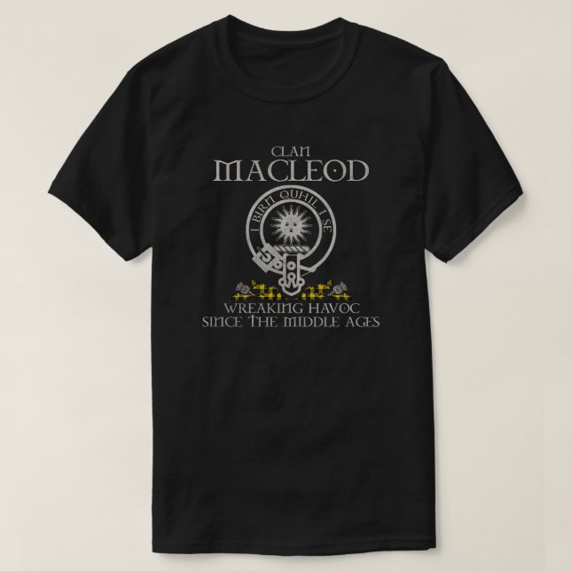 Camiseta MacLeod de Lewis Clan crest sobrenome escocês tart (Frente do Design)