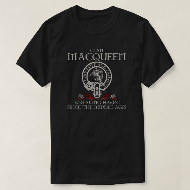 Camiseta Macqueen Clan crest sobrenome escocês tartan Thist (Frente do Design)