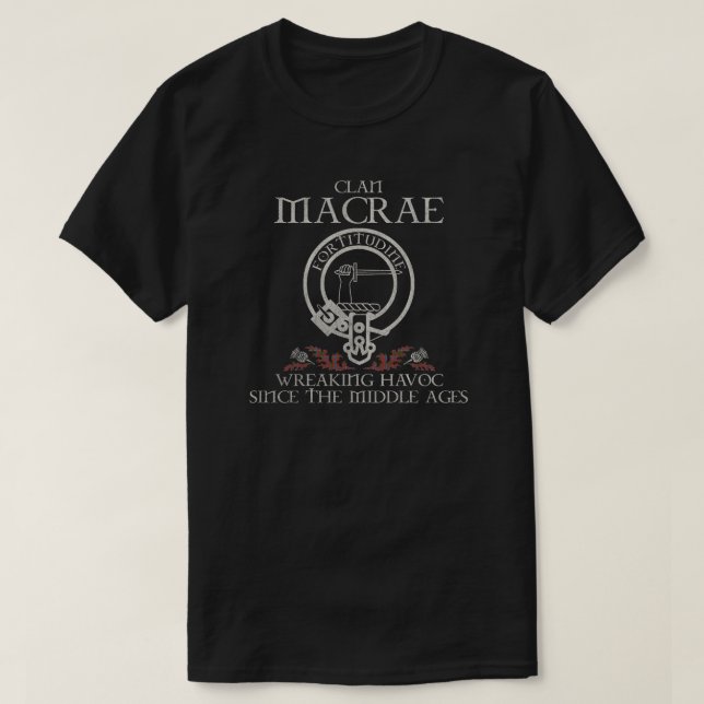 Camiseta Macrae 2 Clan crest apelido escocês tartan Thistl (Frente do Design)