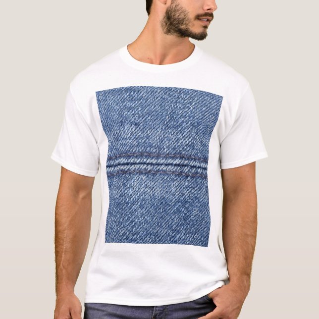 Camiseta Macro Blue Denim, Textura De Fechamento. (Frente)