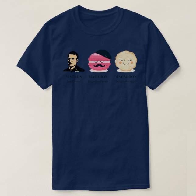 Camiseta Macron vs Macaron vs Macaroon (Frente do Design)