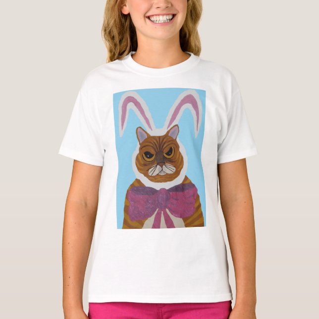 Camiseta Mad Cat in Bunny Ears Easter  (Frente)