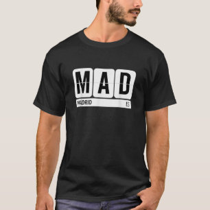Camiseta MAD Madrid Espanha Viagem de Souvenir Texto Preto 
