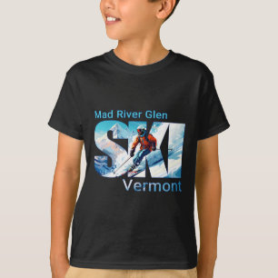 Camiseta Mad River Glen Frio Férias de Esqui Esqui Ao Ar Li