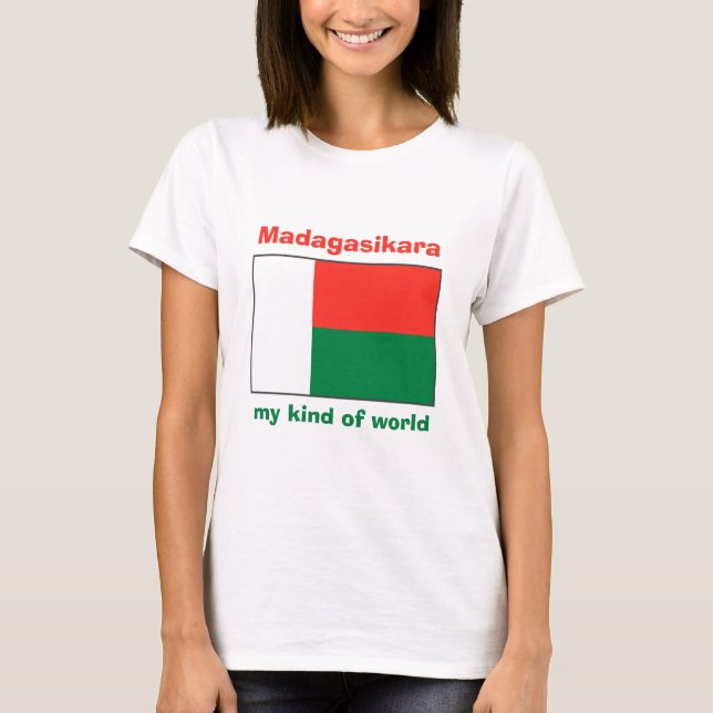 Camiseta Madagascar Bandeira + Mapa + Texto (Frente)