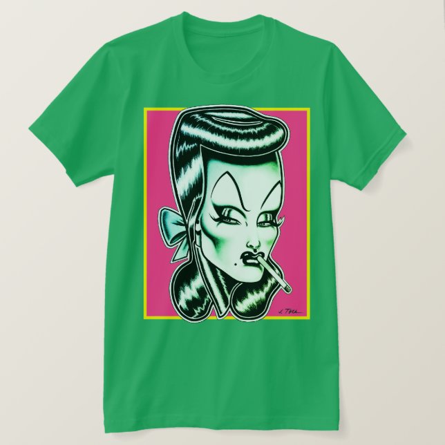 Camiseta Madam Mars™/Cores Cósmicas/Verde (Frente do Design)